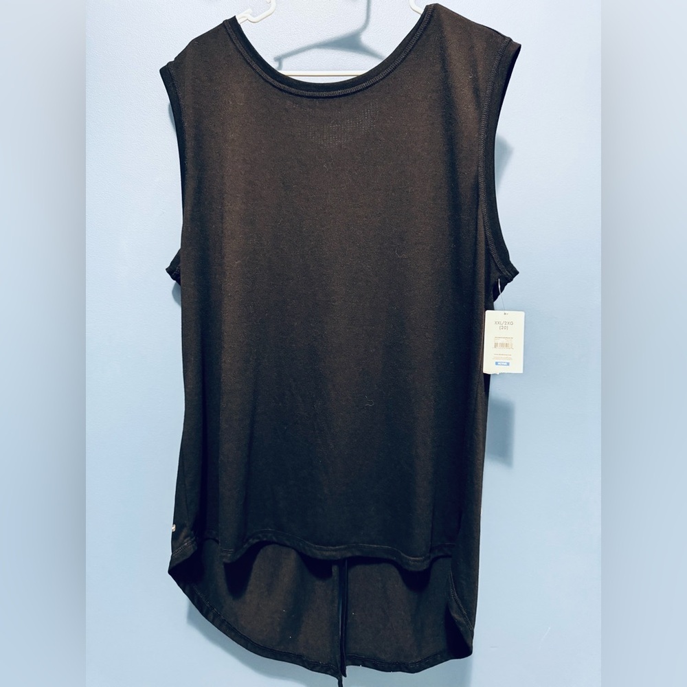 Danskin Asymmetrical Black Sleeveless Muscle Tee